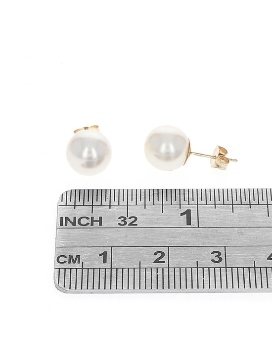 Pink Rose Freshwater Pearl Studs in Yellow Gold